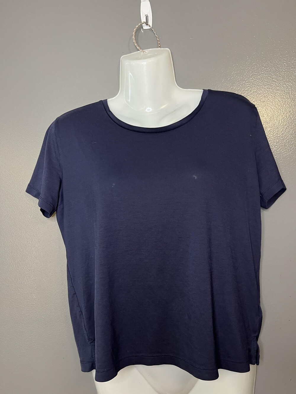 GANT Shirt Womens Small Navy Blue Basic Crew Neck Short Sleeve Tee Top Solid